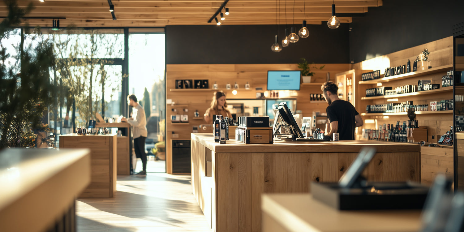 A vape shop on a sunny day